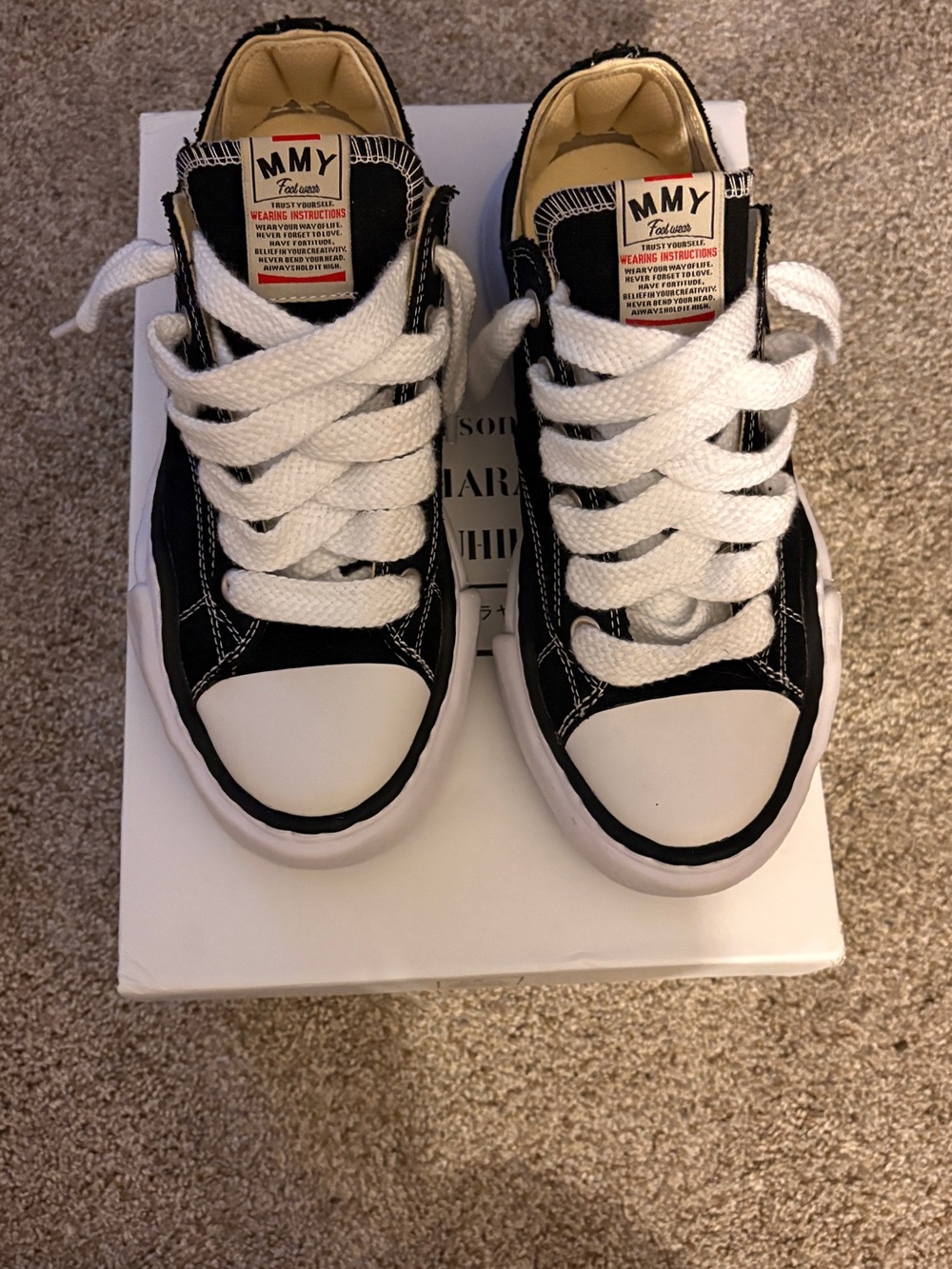Mihara Yasuhiro black and white sneakers size 10